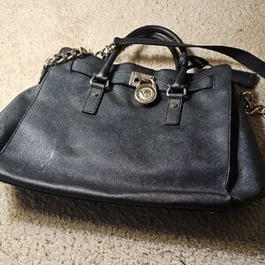 Michael Kors Black Satchel with Gold Chain